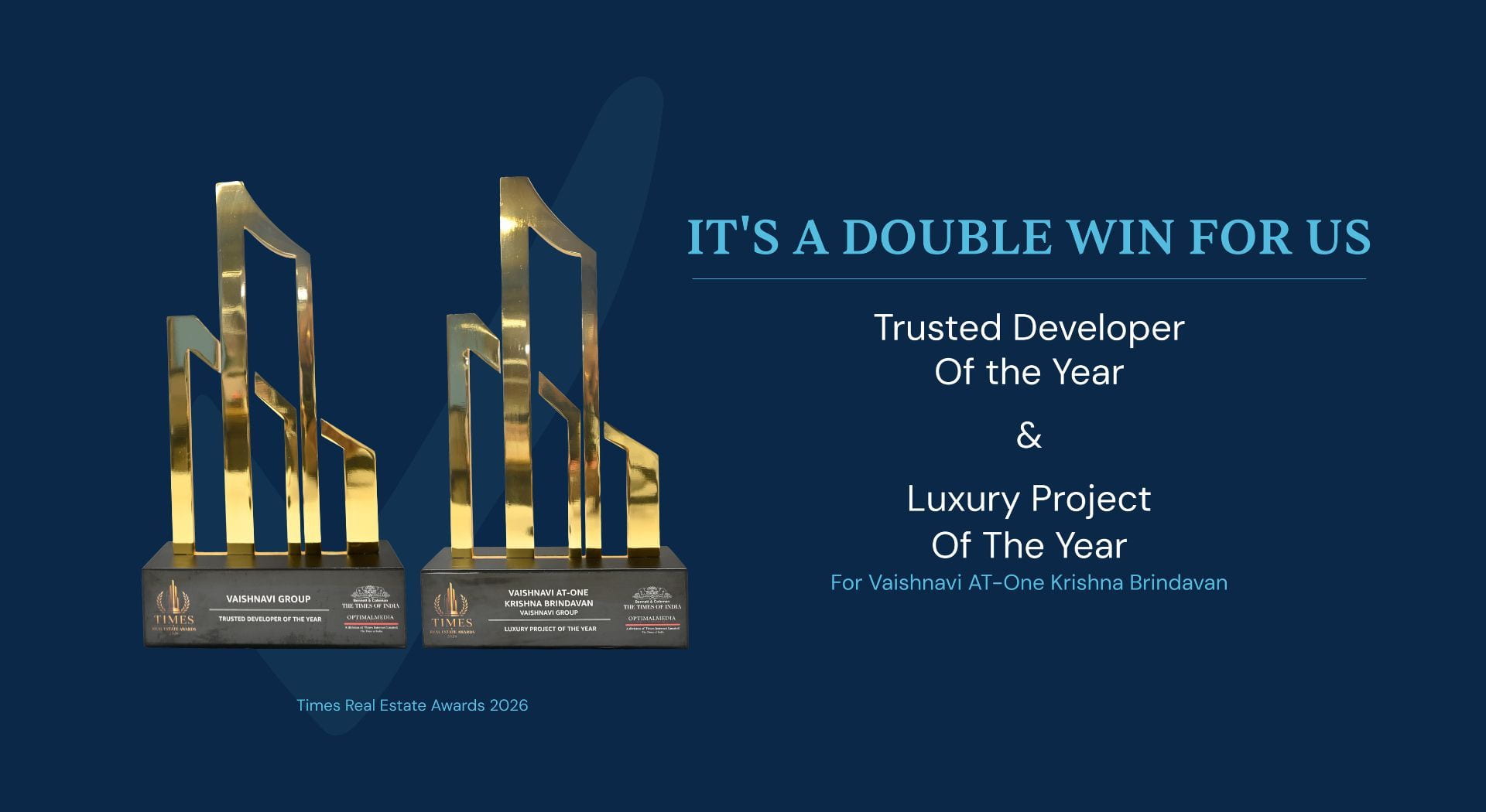It's a double win for us — Vaishnavi Group award announcement banner